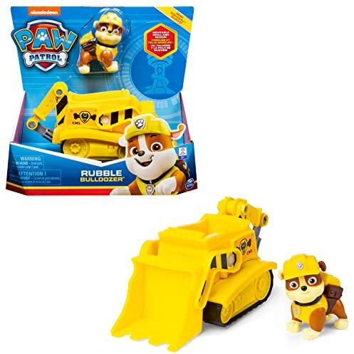 PAW Patrol, Baustellen-Fahrzeug mit Rubble-Figur (Basic Vehicle/Basis Fahrzeug), Spielzeugauto, ab 3 Jahren