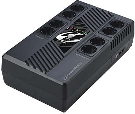 PowerWalker VI 1000 MS FR UPS 1000VA/600W Line Interactive, HID Driver, W126209923 (Line Interactive, HID Driver, Multi Socket Design, USB Charger Port, Nero, Compatto)