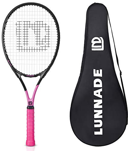 LUNNADE Adults Tennis Racket 27 Inch, Durable Tennis Racquet Light-Weight, Pre-Strung and Regrip, Suitable for Beginners to Intermediate Players