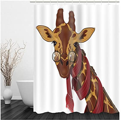 Whoiy Duschvorhang Weiß Textil, Duschrollo Um Die Ecke 150X180cm Polyester Duschvorhänge REH Grau für Badezimmer Badewanne