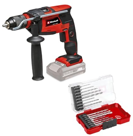 Einhell Akku-Schlagbohrmaschine TE-ID 18 Li-Solo Power X-Change (Li-Ion, 18 V, Bohr- und Schlagbohrfunktion, 13 mm max. Bohrleistung Beton, 13 mm Schnellspannbohrfutter, ohne Akku, inkl. Bohrer-Set)