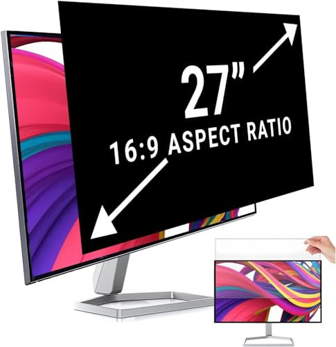 salipt Filtro de pantalla de privacidad de computadora de 27 pulgadas para pantalla ancha de 16:9, filtro de privacidad de pantalla, antiespía, antirreflejos, bloqueo de luz azul, película protectora