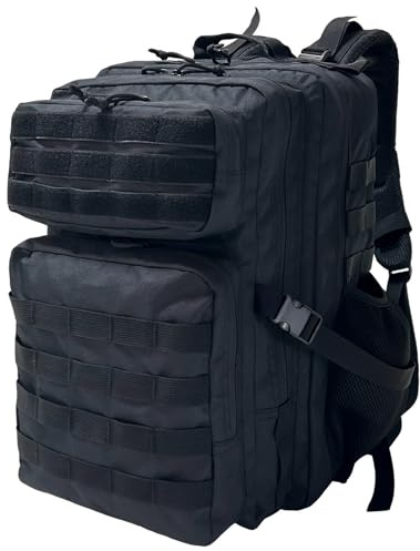 Mochilas militares CINGHI LUSSO de 50L para hombres Mochila táctica Mochila del ejército con portabotellas para hombres adultos (verde), Negro, 32 * 29 * 50cm/12.6 * 11.4 * 19.7in