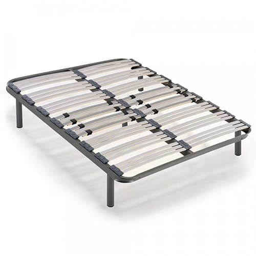 HOGAR24 ES | Somier Multiláminas | Regulación Lumbar Adaptable | Estructura de Tubo de Acero de 40x30 mm | Medida: 150x190 cm | Incluye Juego de 5 Patas Cilíndricas de 26 cm