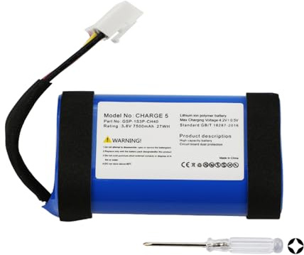 K KYUER GSP-1S3P-CH40 Lautsprecher Akku für JBL Charge 5 Waterproof Portable Bluetooth Speaker with Tools Battery 7500mAh 3.6V