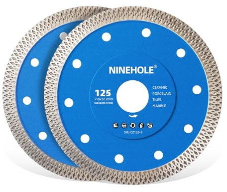 Lot de 2 Disque Diamant 125mm Extra Fin, Pour Carrelage et Grès Cérame, 10mm Segment Disques à Tronçonner Diamantés