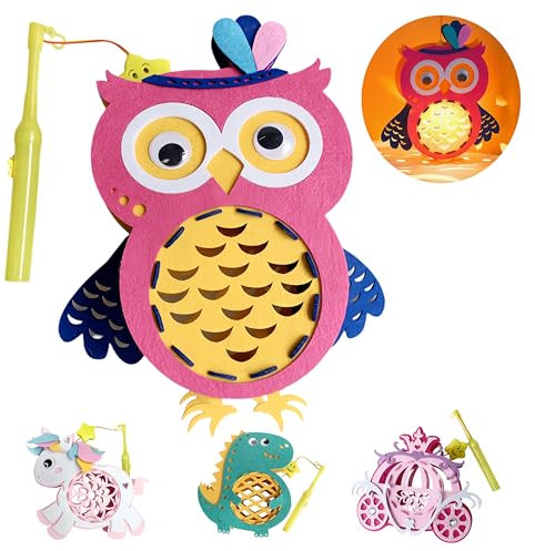 Inqzen St. Martin Laterne Bastelset - Handgemachte DIY Laterne für Kinder, Martinsumzug, Kindergarten & Schule. Kreatives Geschenk (Eule)