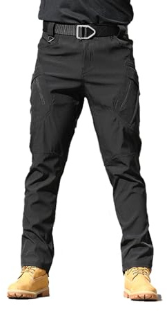 DabinFa Flexcamo - Pantaloni Tattici Impermeabili, Pantaloni Tattici Texwix, Pantaloni Cargo Flex Camouflage per Gli Uomini (A Black,L)