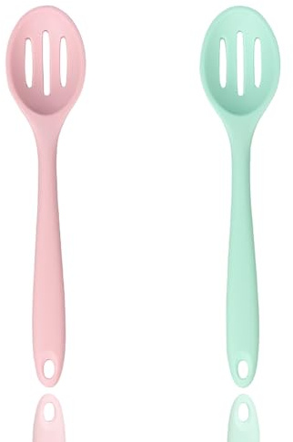 2 PCS Silicone Slotted Spoons Nonstick Cooking Spoon Heat-Resistant Kitchen Spoon Mixing Spoons for Kitchen Cooking Baking Stirring Mixing Tools