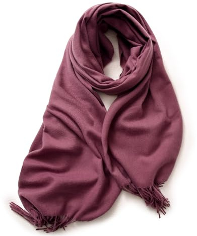 KARMA.DIEM Bufanda XXL Mujer y Hombre - Tacto Cachemira y Lana Merino Super Suave - Pashmina Grande 180x65cm para Invierno - Chal Elegante, Estola para Bodas y Fiestas (rojo pastel)
