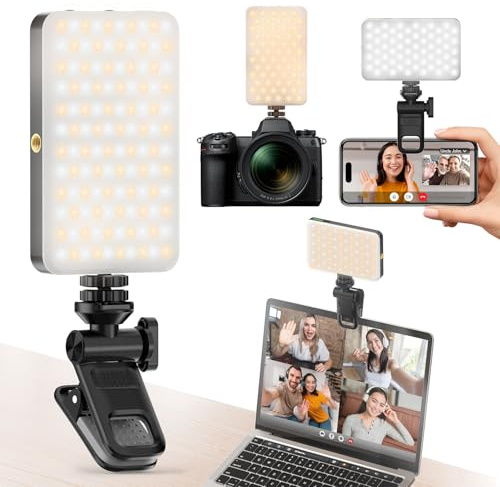 HUIJUTCHEN 120 LED Selfie Light, Rechargeable Cell Phone LED Light 3000mAh Clip-on Design Camera Light with 3 Light Modes and Adjusted Brightness for Phone Camera Laptop TikTok Vlog Conference Makeup