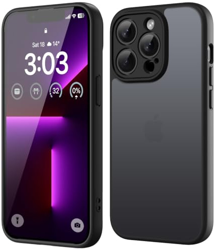 ORDA Matt Hülle für iPhone 13 Pro Max, Vollständiger Kameraschutz, Schwarz | Handyhülle für iPhone 13 Pro Max, Stoßfest Kratzfest Transluzente Schutzhülle, Anti-Fingerabdruck Durchscheinende Rückseite