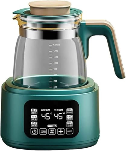Smart Electric Kettle 1.3L | Quiet Boil & Fast Heating | LED Touch Screen & Temperature Control | 72H Keep Warm | 360° Chassis Heating | Milk Warmer & Tea Pot | Borosilicate Glass (Green,A)