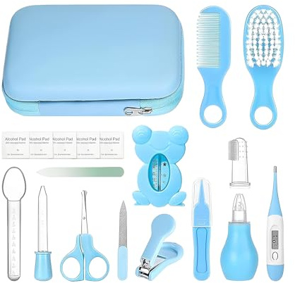 Kit Igiene Per, 18 Pezzi Kit per la Salute e la Toelettatura del Bambino, Portatile con Spazzolino a per Bagno Viaggio Asilo e Cura