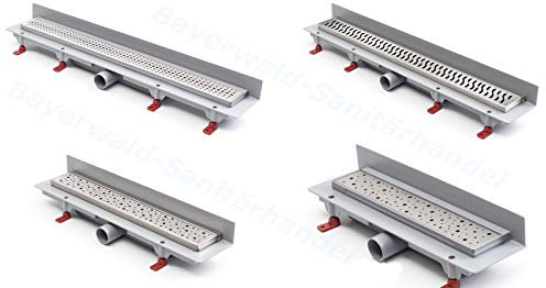 Canalina per doccia a pavimento in acciaio inox, scarico piatto, 85 cm, modello: classico montaggio a parete