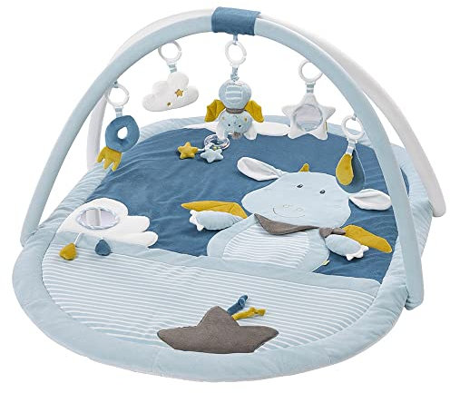 Fehn 3-D-Activity-Decke Spielbogen Little Castle – Baby Krabbeldecke mit 5 abnehmbaren Spielzeugen zum Greifen – Spieldecke für Babys und Kinder ab 0+ Monaten – Krabbelmatte als Geschenk zur Geburt