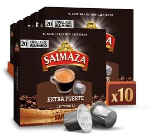 Saimaza Café Extra Fuerte Espresso 11 - 200 cápsulas de aluminio compatibles con máquinas Nespresso (R)