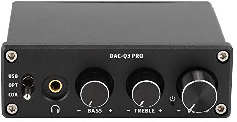 DAC Q3 PRO Decoder mit Kopfhörerverstärker, MS8412 SA9023 NE5532 Chipsatz | Optical Coaxial PC USB Input 24bit 192kHz HiFi DAC 3.5mm Headphone Jack Bass and Treble Control Gold Plated Output