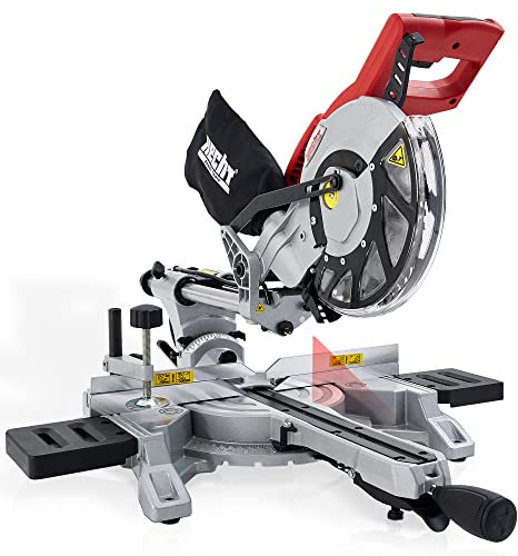 HECHT Zug-Kapp-Gehrungssäge – starke 1800 Watt – mit HM-Sägeblatt – Hohe Schnitt-kapazität mit Winkel von -45° bis +45° – robuster Drehtisch – LED Schnittlinien-Laser – Mit Staubfangbeutel