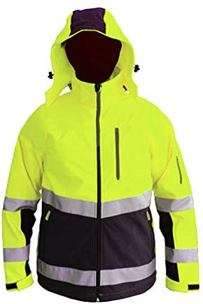 Consorte SNOW HAWK Softshell Arbeitsjacke isoliert Membran wasserdicht 3.000 winddicht atmungsaktiv 3.000 Kapuze Outdoor isoliert Hi-Vis Funktionale Winter Jacke herren reflektierende Damen Gelb (XL)
