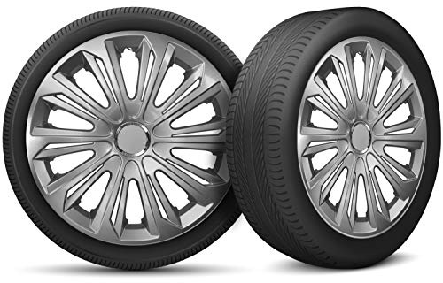Radkappen 16 Zoll Radzierblenden 4er Set passend für alle Stahlfelgen - Einstellbarer Sicherungsring - Silber