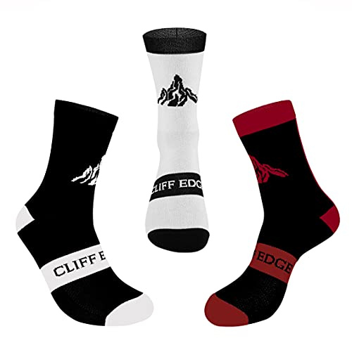 Cliff Edge 3er oder 6er Fahrrad-Socken Straßenrennen, Cycling-socks, Bike-Socken, Mountainbiking - Lang mit Verstärkung im Mittelfuß für mehr Stabilität und Ausdauer