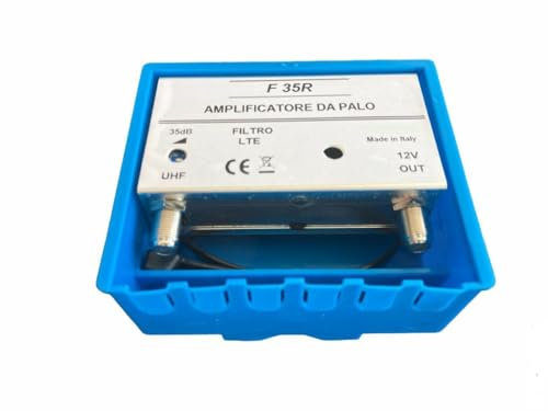 Vsnetwork Amplificatore Antenna TV da Palo con Filtro Lte/5G, Guadagno Massimo 35Db Regolabile, Amplificatore Antenna TV 1 Ingresso Uhf, Amplificatore