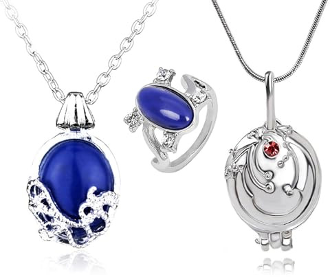 HJYZY 13 Stück The Vampire Schmuck Aufkleber Daywalking Katherine Saphir Halskette Elena Gilbert Öffnung Eisenkraut Medaillon Anhänger Halskette Elena Saphir Kristall Tageslicht Ring