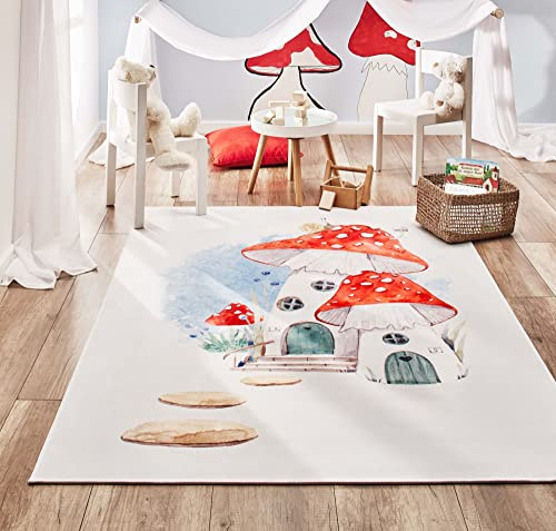 Steffensmeier Kinderteppich Tiere für Mädchen und Jungen Sweet Dreams Collection Pilzhaus, Größe: 80x150 cm