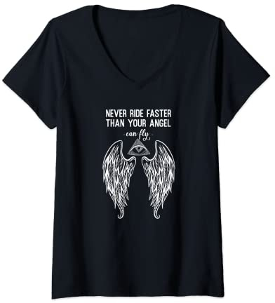 Womens Guardian Angel T-Shirt - angel wing V-Neck T-Shirt