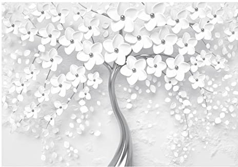 Papel Pintado Efecto 3D Flores Árbol Salón Dormitorio - Incluye Pegamento - Fotomurales Pared Tejido No Tejido Decorativos Murales Fotográfico Moderno Decoración de Paredes (368x254 cm)