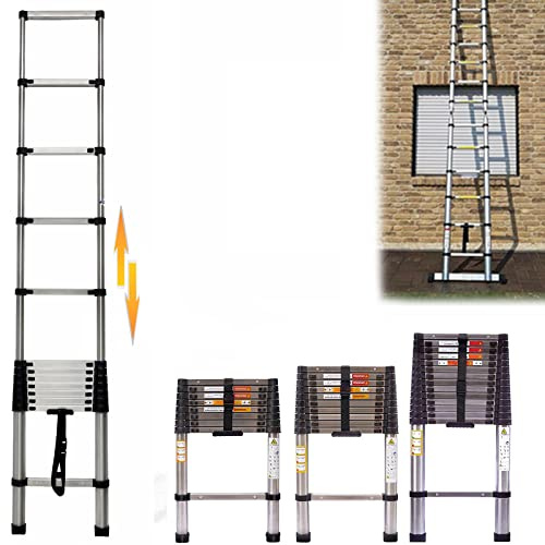 Royalswill Telescopic Ladder 12.5FT Extendable Multi-Purpose Extension Ladders Portable Loft Ladders Folding Collapsible Ladder for RV, Loft, Attic,13 Step, Max Load 150kg, EN131 (3.8m)