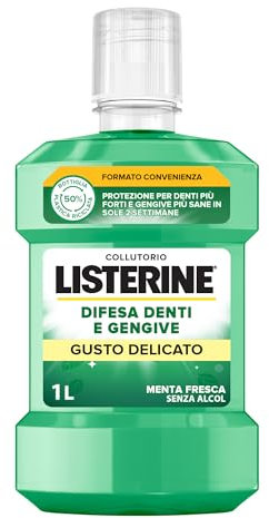 LISTERINE Total Care Denti e Gengive Gusto Delicato, Collutorio 0% alcol al gusto di Menta Fresca, Con Fluoro e 10 benefici in 1 per una protezione completa e gengive più sane in due settimane, 1 L