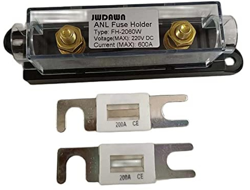 1 x ANL-Sicherungshalter + 2 x Ersatz für 80 V Siba 9005805 Keramikbolzen ANL-Sicherung, 25 A, 35 A, 40 A, 50 A, 63 A, 70 A, 80 A, 100 A, 125 A, 200 A, 225 A, 250 A, 300 A, 350 A, 400 A für Golfwagen