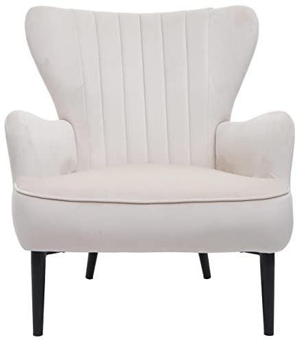 Mendler Lounge-Sessel HWC-K37 Samt (280g/m²) - Creme-beige