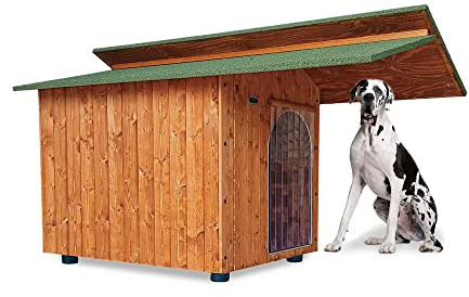 Acquista in Fabbrica Cuccia in Legno per Cani da Esterno Tendina Omaggio Made in Italy MOD. Alpi Pensilina E – Alano 102 x 180 x H108