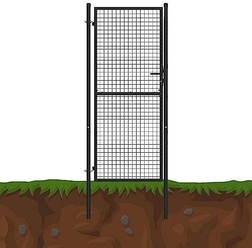 Gartentür Grün/Anthrazit Gartentor Rundpfosten Gartenpforte Metall Geteilt Tor, Farbe:Anthrazit, Höhe:1 x 1.8 m