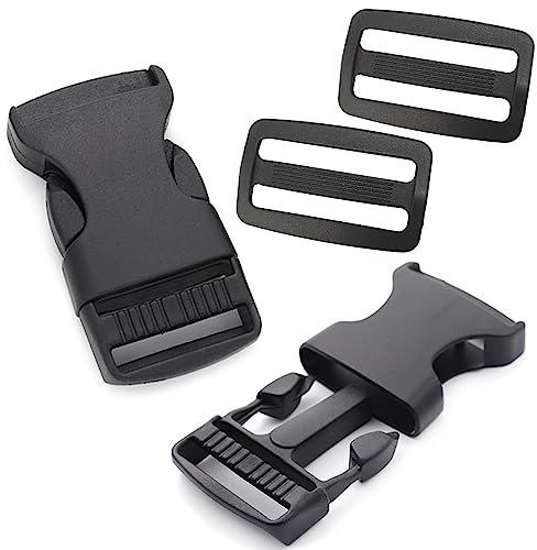 DOANTE 2-Piece Black Plastic Minimalist Buckle Clips for Backpack Repair, Luggage, Pet Collar