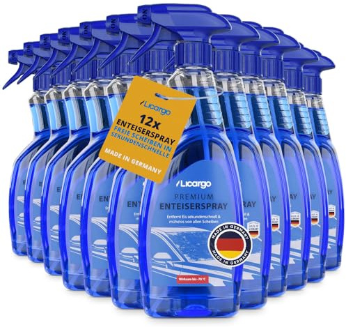 LICARGO 12x Enteiserspray Auto 750ml - entfernt Eis sekundenschnell & mühelos - Scheibenenteiser Spray Auto bis -70°C - effektiver Scheiben Enteiser, Eisspray für Autoscheiben Entfroster