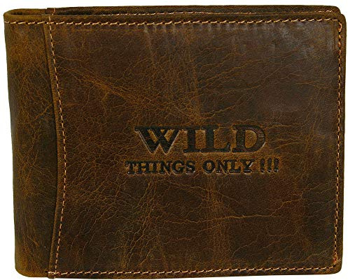 WILD THINGS ONLY !!! Herren Geldbörse Echt-Leder mit RFID-Schutz | Geldbeutel mit Geschenkbox - Brieftasche Portemonnaie viele Fächer