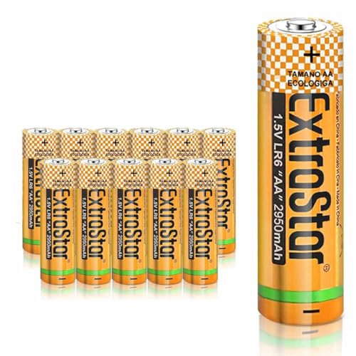 EXTRASTAR Pila Batteria LR6 AA Stilo 1,5V 2950mAh, Alcalina Confezione da 12 Pezzi, Compatibile con Duracell MN1500
