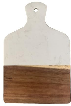 Planche à découper en bois et en marbre Rectangular Charcuterie Cuisine Cuisine Coucheur avec poignée Pain Boîte de service White