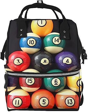 OrcoW Farbe Billard Druck Windel Tasche Mumie Rucksack Große Kapazität Multifunktions Wasserdichte Windel Tasche Für Mama Und Papa, Schwarz , One size