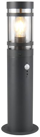 Reality Leuchten Außen Wegeleuchte Paloma R51719142, Metall Anthrazit, Schirm Kunststoff klar, exkl. 1x E27, Bewegungsmelder