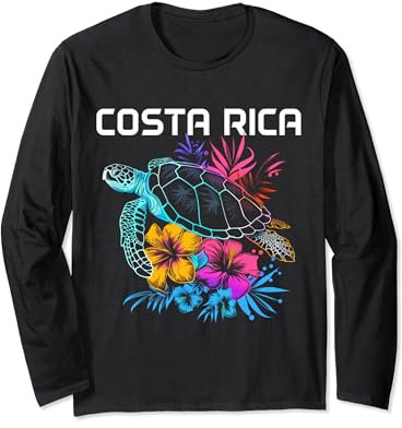 Costa Rica Meeresschildkröte Blumen Tauchen Surfer Souvenir Langarmshirt