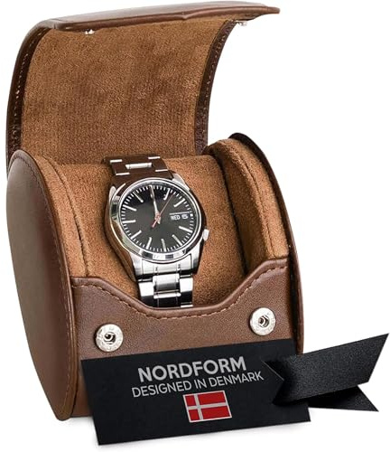 Nordform Grail Uhrenrolle - Leder Uhrenetui für 1 Uhr - Premium Uhrenaufbewahrungsrolle für Männer - Reise-Uhrenbox mit gepolstertem Schutz - Uhren-Organizer für Schmuck und Smartwatches (Mokka)