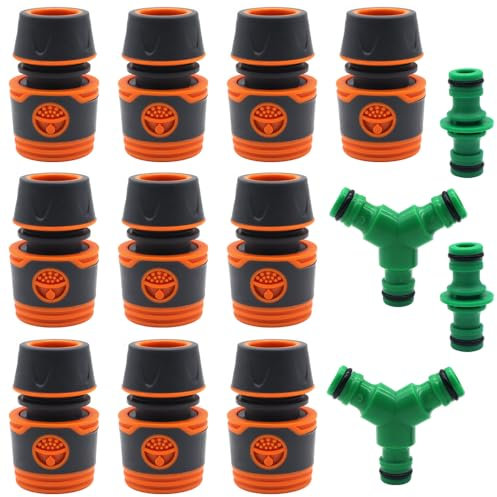 Aoyswuz Juego de 14 Piezas Conectores Manguera Jardin 1/2 Enchufe Rapido Manguera Agua Kit de Conector de Manguera de Jardín para Mangueras de Jardín, Boquillas de Manguera
