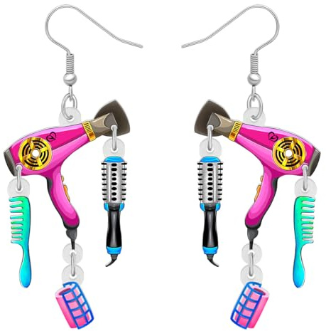 YAYAKO Acryl Fun Fön Haartrockner Ohrringe Kamm Schere Baumeln Mode Schmuck Friseur Kosmetologie Geschenke für Frauen