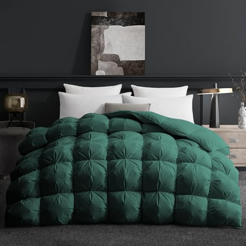 Deodar Piumino in Piuma d'Oca Matrimoniale Invernale, 220X240cm Per 4 Stagioni, Tessuto Puro Cotone Biologico, Lavabile, Approvato Öko-Tex e RDS, 420 gr/m², Verde