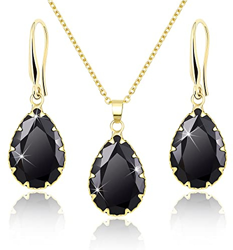 Linawe Schmuck Set, Brautschmuck Hochzeitsschmuck Braut Jewellery, Damenohrringe Ohrringe Hängend und Anhänger Kette Halskette Damen, Erhältlich in Silber, Gold und Roségold